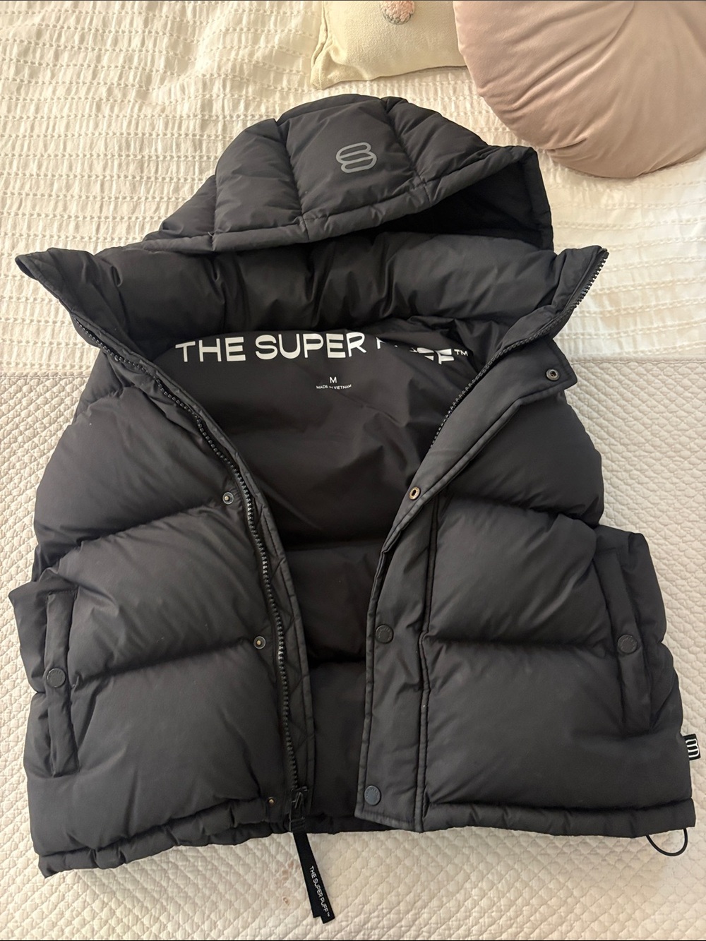 Aritzia Black Quilted Hooded Puffer Vest